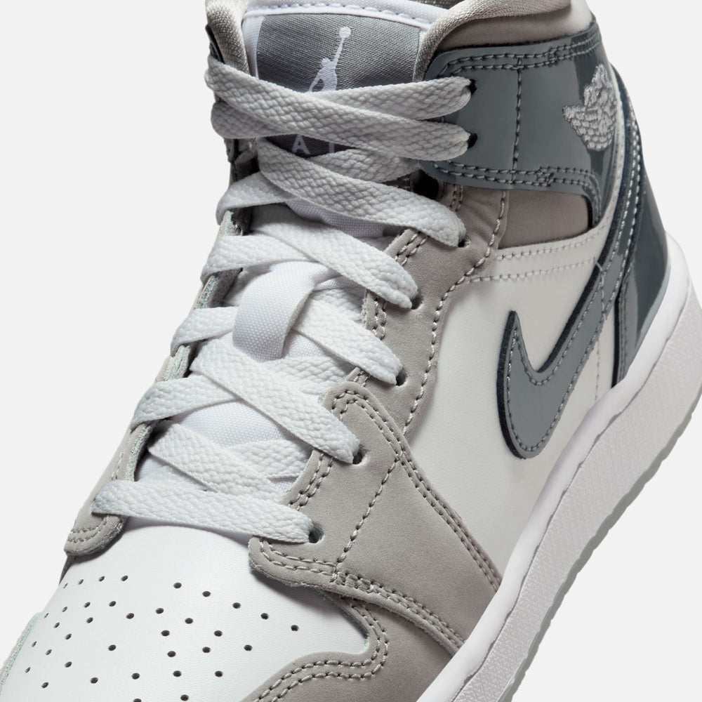 Jordan GS Air Jordan 1 Mid SE - White / Cool Grey / Med Grey | Kith White / Cool Grey / Med Grey