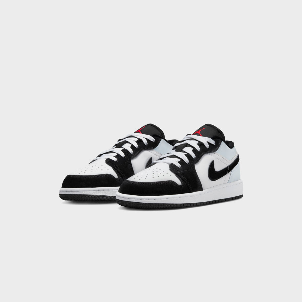 Air Jordan GS 1 Low Se Uni - White / Black / Matte Silver / Fire Red | Kith White / Black / Matte Silver / Fire Red