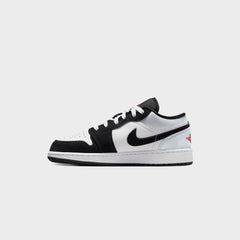 Air Jordan GS 1 Low Se Uni - White / Black / Matte Silver / Fire Red | Kith White / Black / Matte Silver / Fire Red