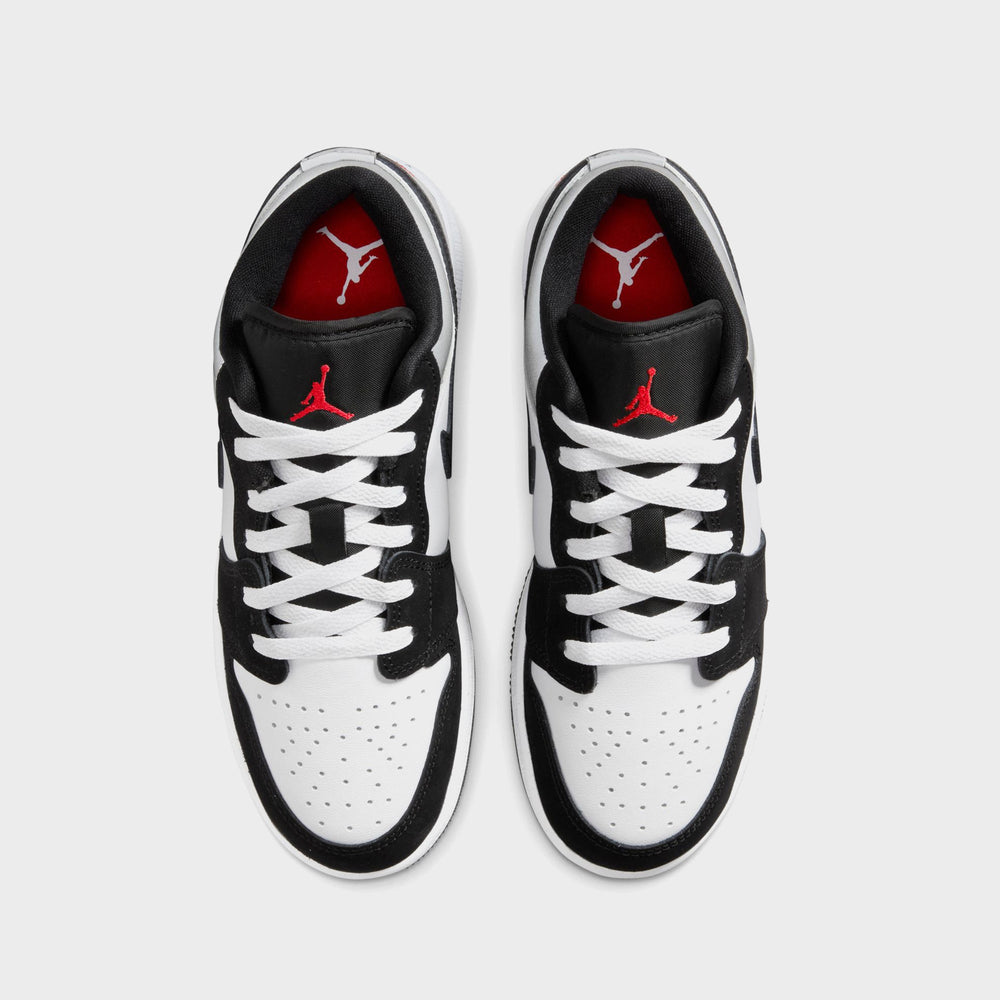 Air Jordan GS 1 Low Se Uni - White / Black / Matte Silver / Fire Red | Kith White / Black / Matte Silver / Fire Red