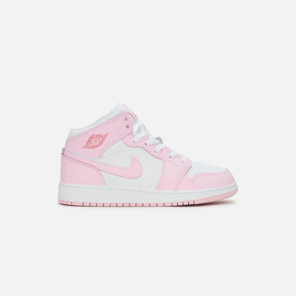 Jordan GS Air Jordan 1 Mid - Pink Foam / White / Fire Red | Kith Pink Foam / White / Fire Red