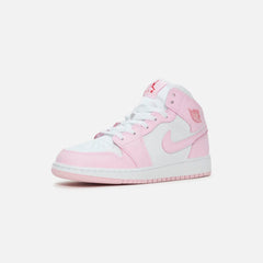 Jordan GS Air Jordan 1 Mid - Pink Foam / White / Fire Red | Kith Pink Foam / White / Fire Red
