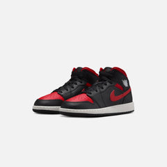 Jordan GS Air Jordan 1 Mid Bg - Black / Varsity Red / Summit White | Kith Black / Varsity Red / Summit White