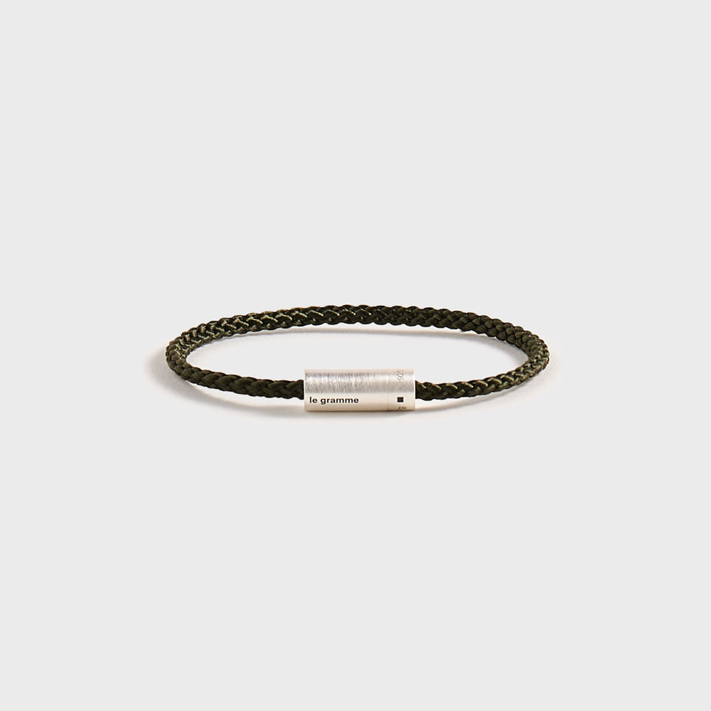 Le Gramme 7g Brushed Khaki Nato Cable Bracelet - Silver / Khaki | Kith Silver / Khaki