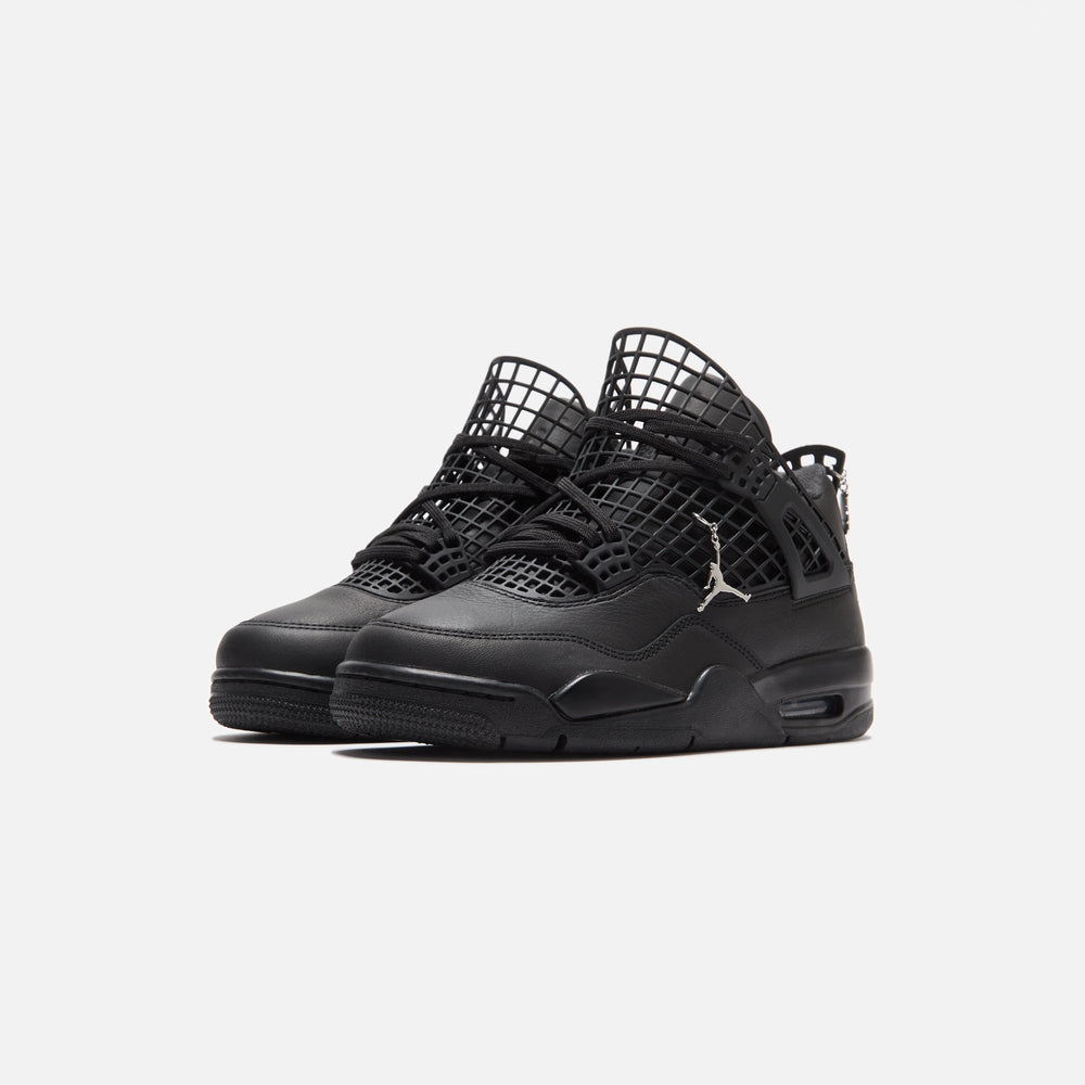 Nike WMNS Air Jordan 4 Net - Black / Metallic Silver | Kith Black / Metallic Silver