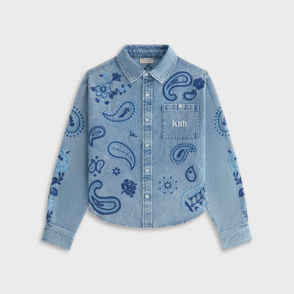 Kith Kids Floral Paisley Chambray Apollo Shirt - Kent Light Wash | Kith Kent Light Wash