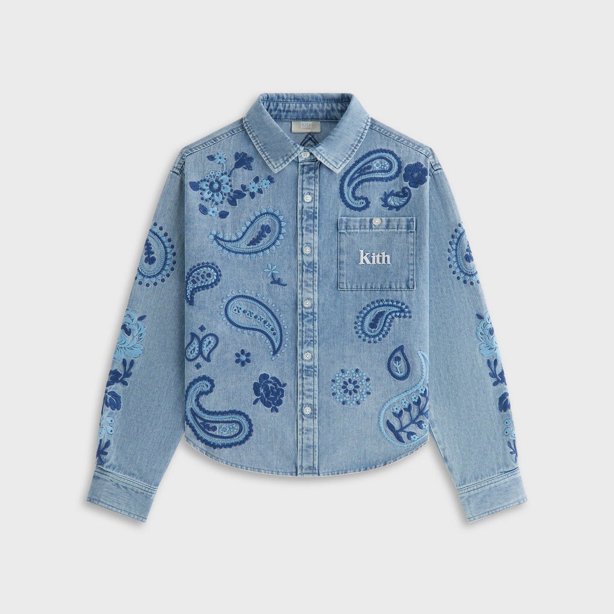 Kith Kids Floral Paisley Chambray Apollo Shirt - Kent Light Wash | Kith Kent Light Wash