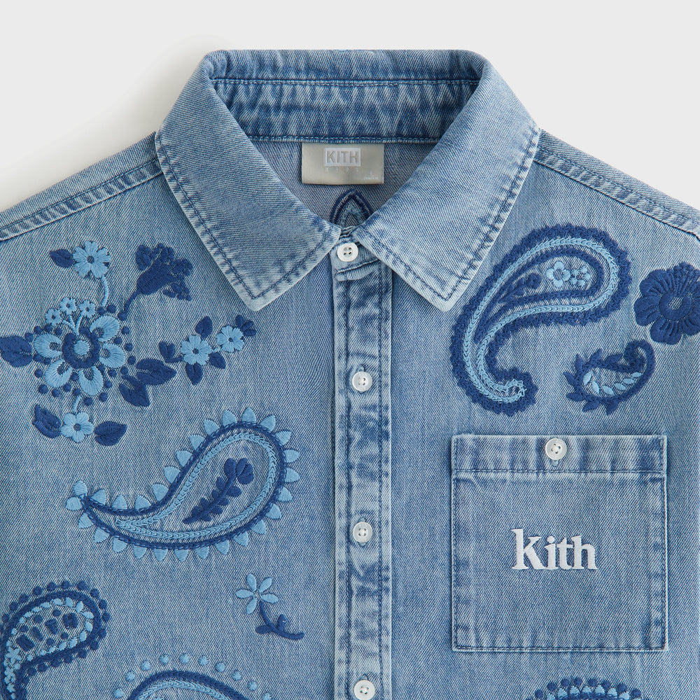 Kith Kids Floral Paisley Chambray Apollo Shirt - Kent Light Wash | Kith Kent Light Wash