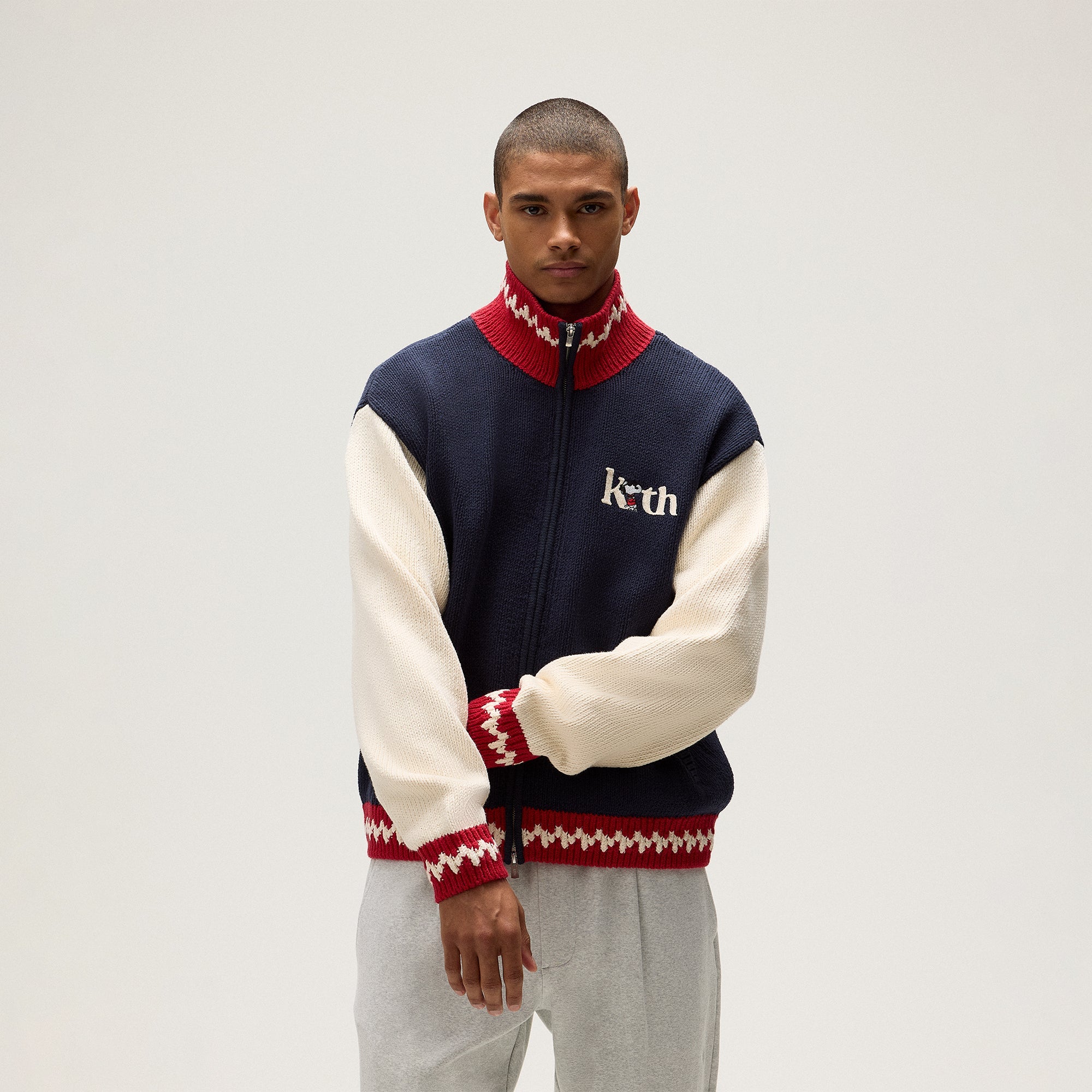 Kith for Peanuts Globe Wyona Full Zip Sweater - Nocturnal | Kith Nocturnal