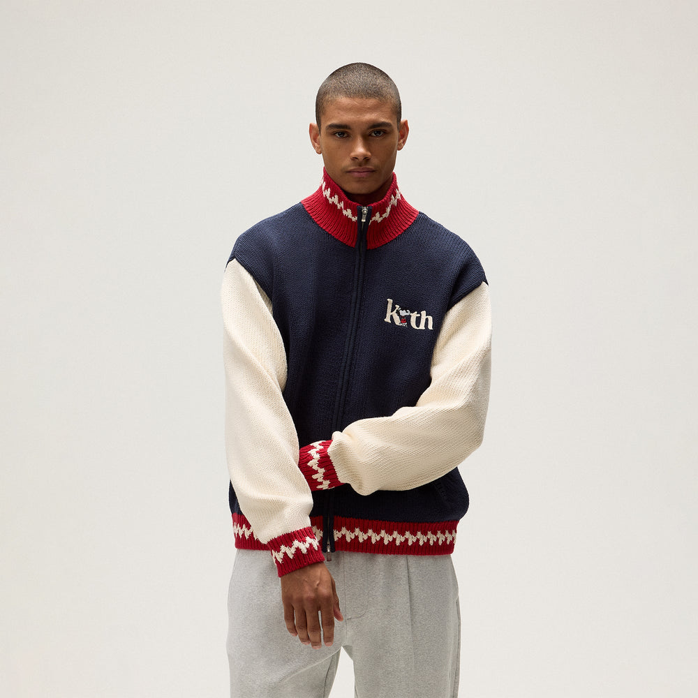 Kith for Peanuts Globe Wyona Full Zip Sweater - Nocturnal | Kith Nocturnal