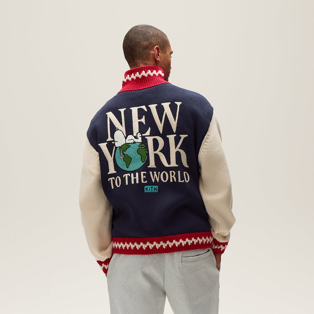 Kith for Peanuts Globe Wyona Full Zip Sweater - Nocturnal | Kith Nocturnal