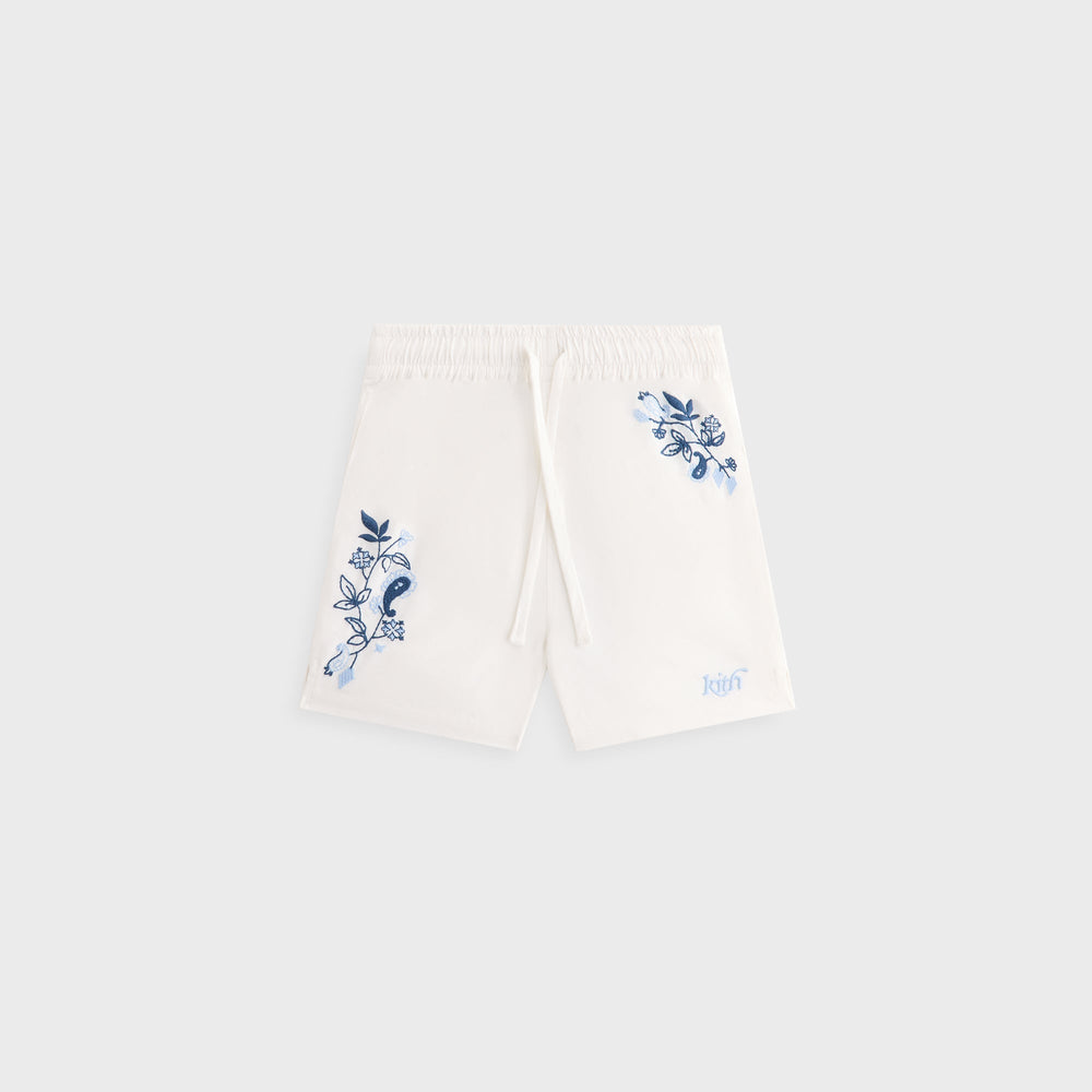 Kith Kids Novelty Embroidered Thompson Camp Short - White | Kith White