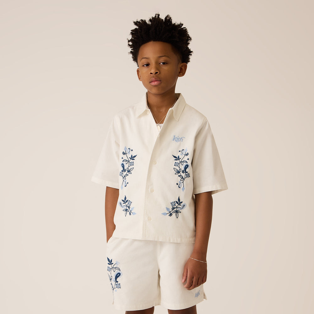 Kith Kids Novelty Embroidered Thompson Camp Short - White | Kith White