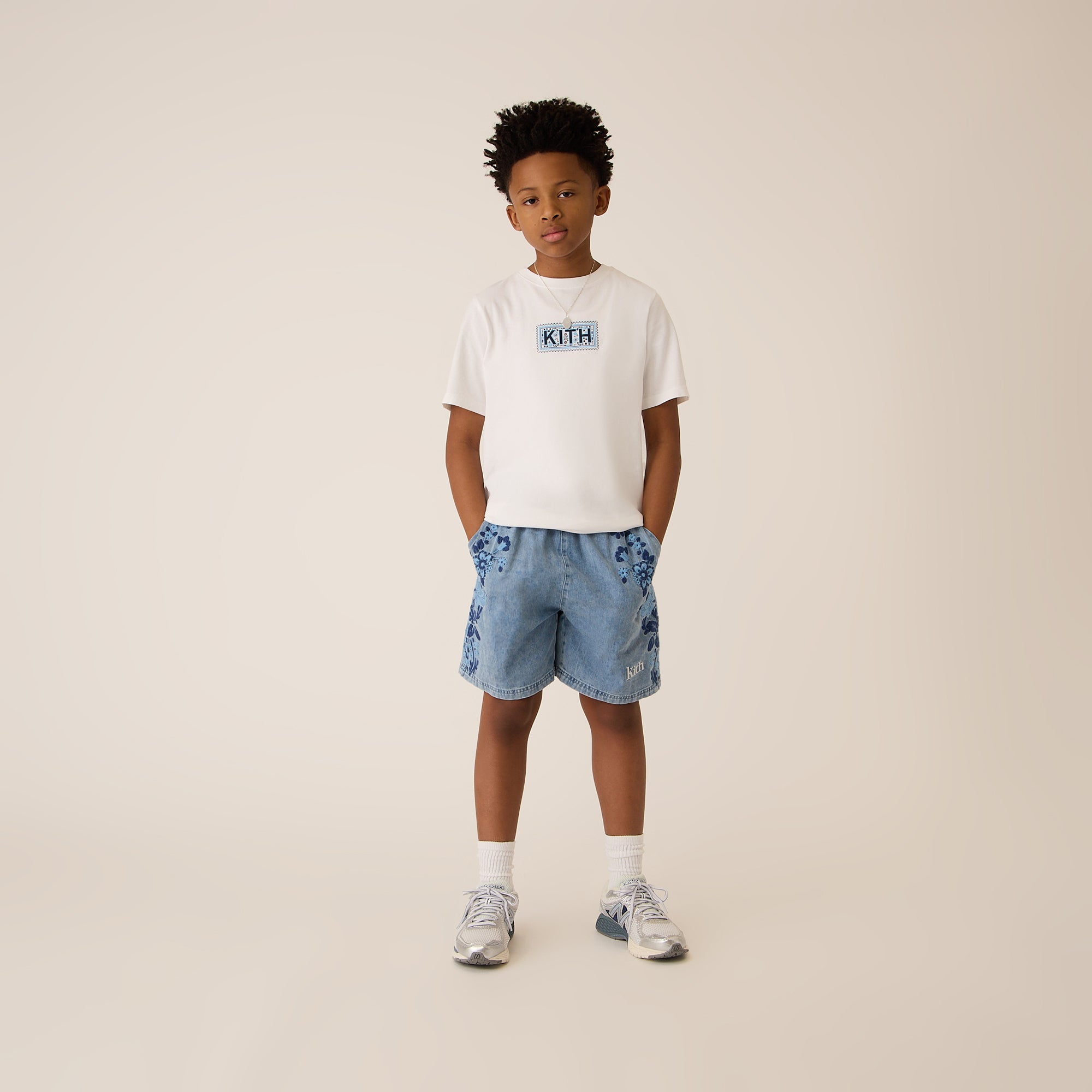 Kith Kids Floral Paisley Chambray Apollo Short - Kent Light Wash | Kith Kent Light Wash