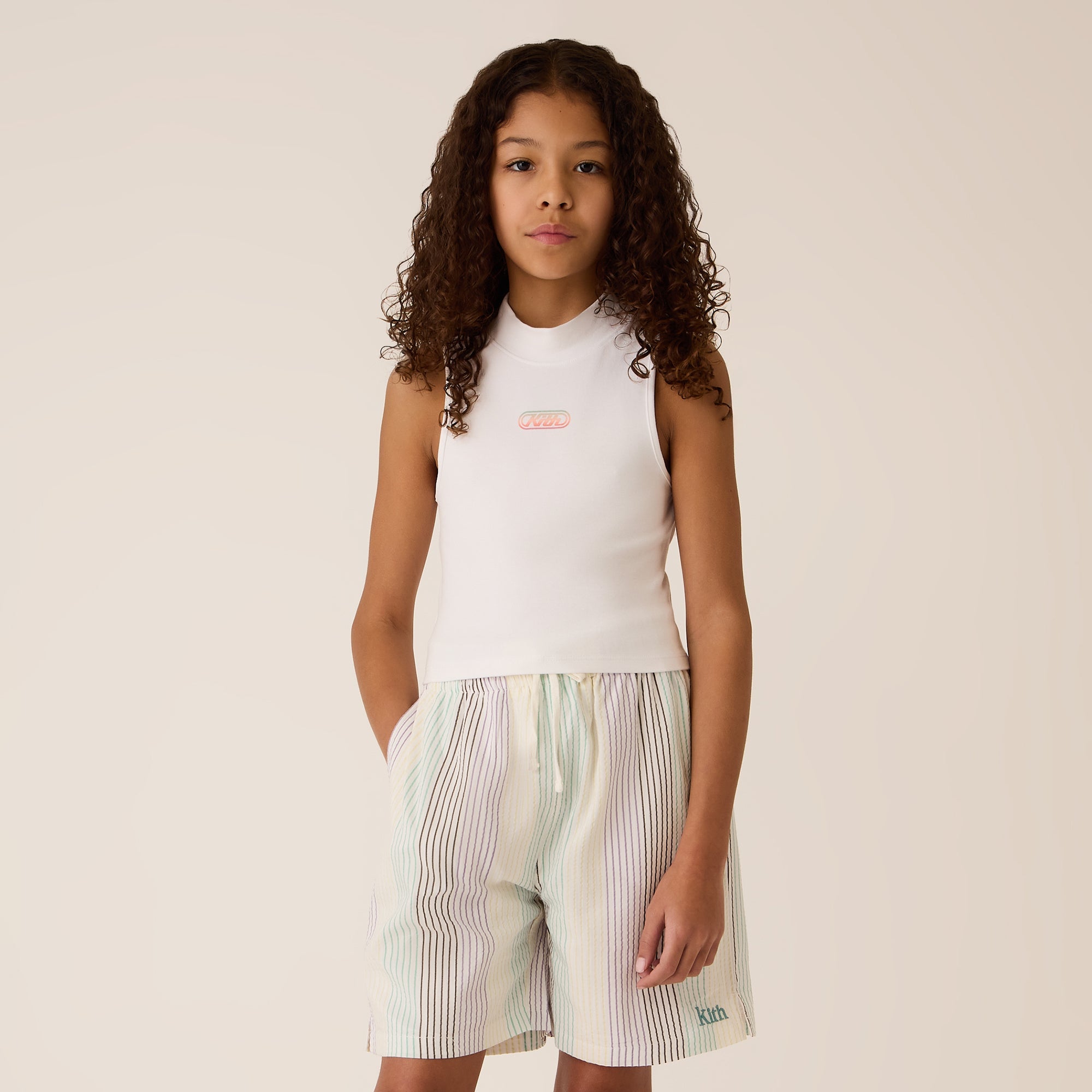 Kith Kids Jordyn Logo Mockneck Tank - White | Kith White