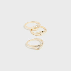SHASHI Delphine Solitaire Ring Set - Gold | Kith Gold