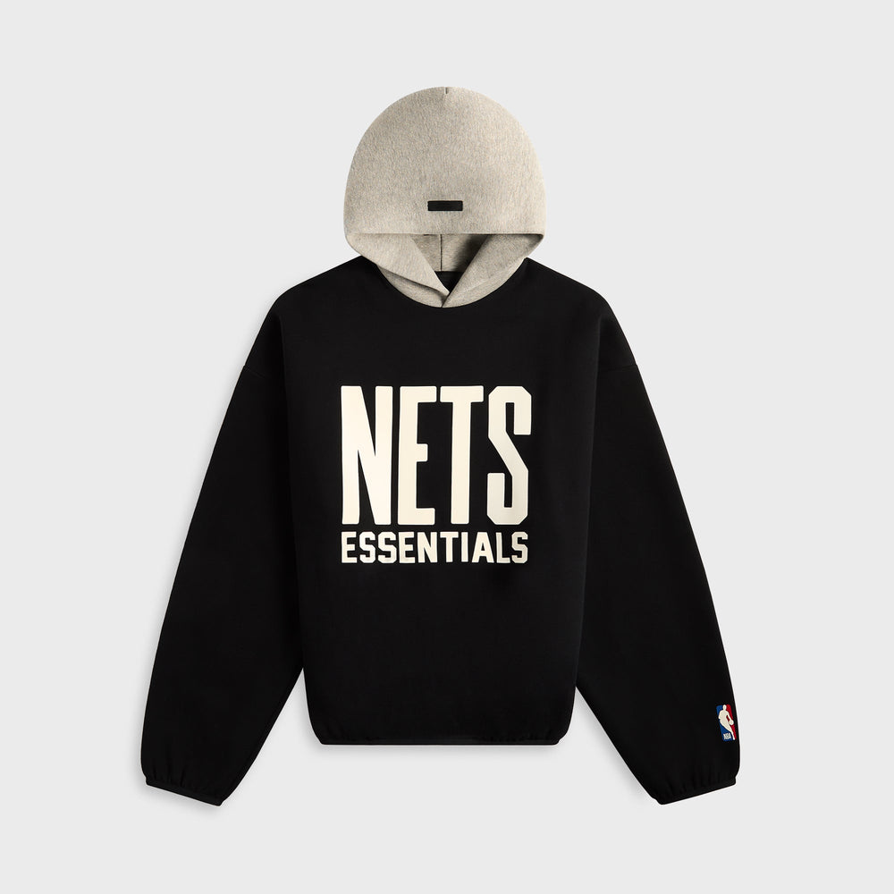 Essentials Nets Core Fleece Pull Over Hoodie - Black / Warm Heather | Kith Black / Warm Heather