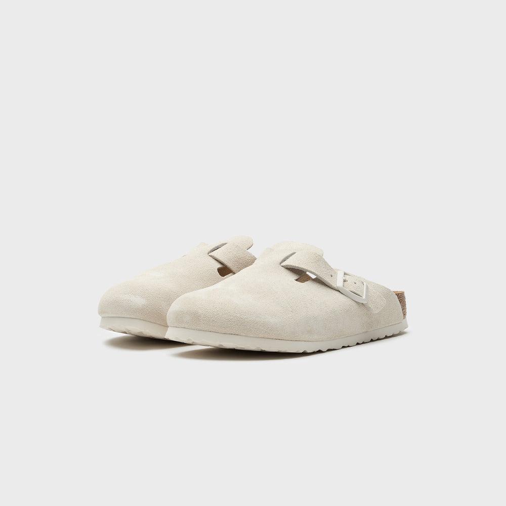 Birkenstock Boston SFB Antique - White Suede | Kith White Suede