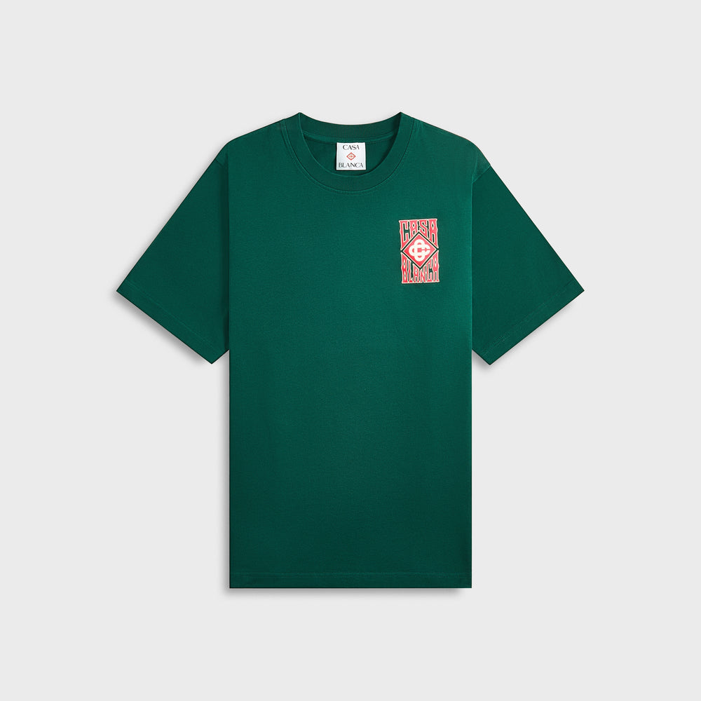 Casablanca Gothic Stacked Logo Screen Printed Tee - Green | Kith Green