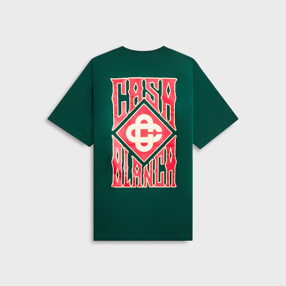 Casablanca Gothic Stacked Logo Screen Printed Tee - Green | Kith Green