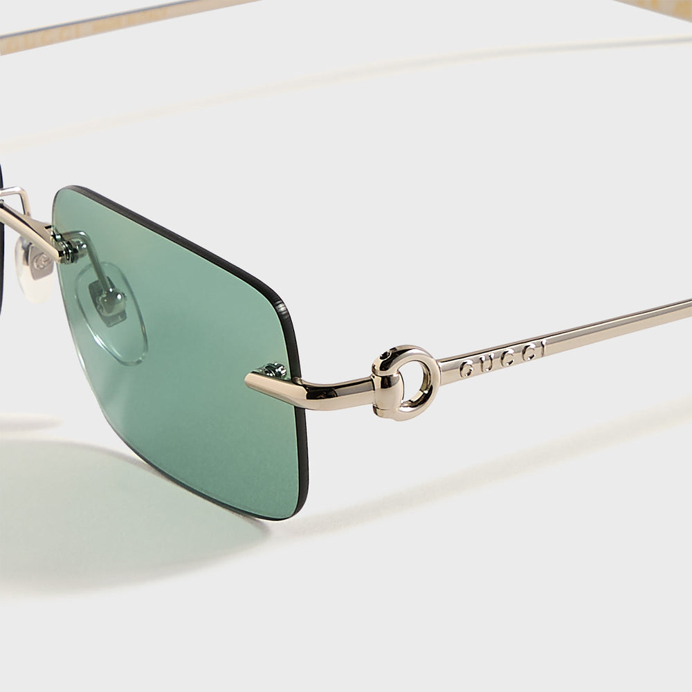 Gucci Rectangular Frames - Silver / Green | Kith Silver / Green