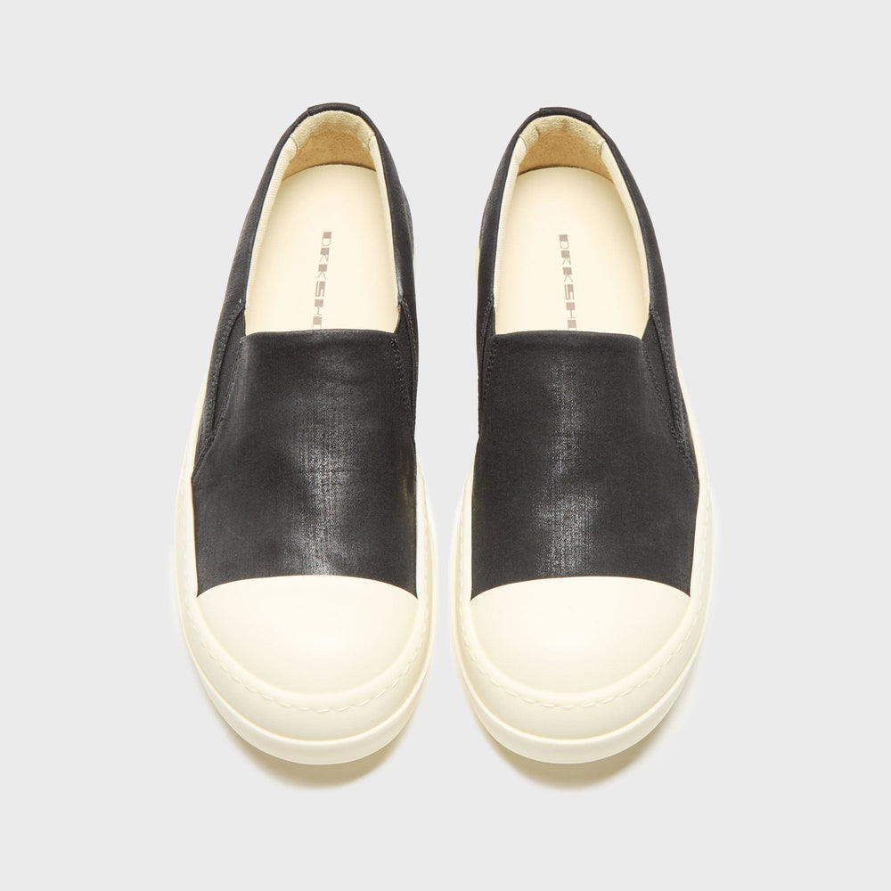 Rick Owens Boat Sneaks Scarpe - Denim Black / Milk / Milk | Kith Denim Black / Milk / Milk