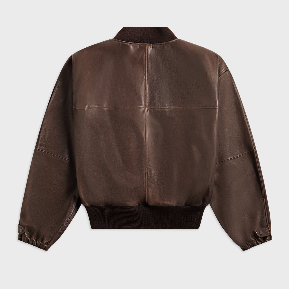 Auralee Lamb Leather Flight Blouson - Brown | Kith Brown