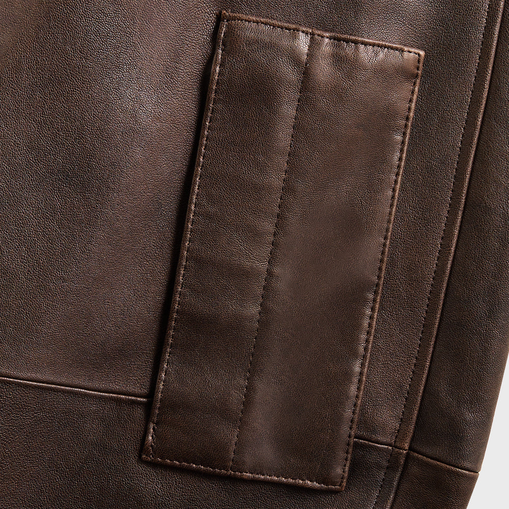 Auralee Lamb Leather Flight Blouson - Brown | Kith Brown
