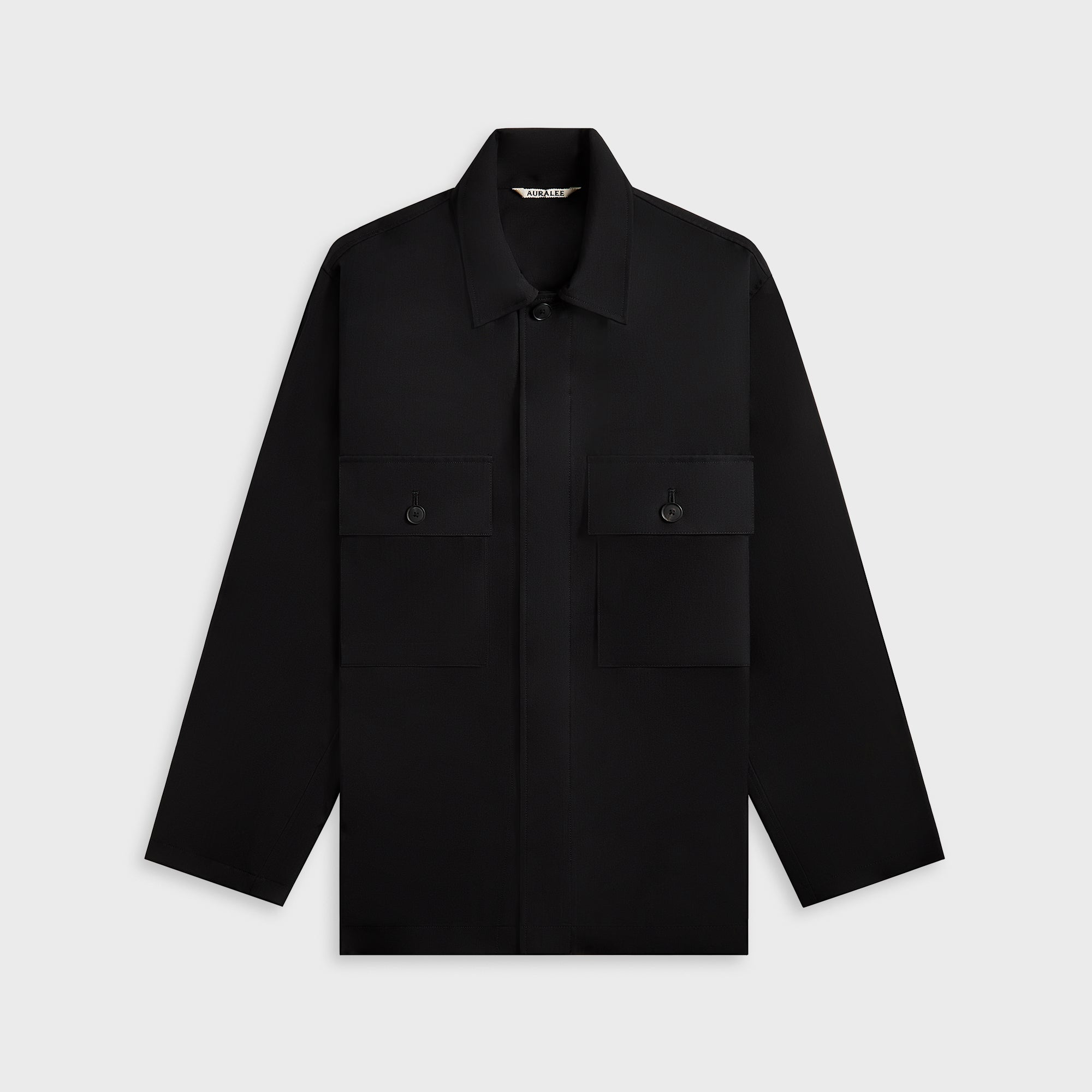 Auralee Wool Herringbone Over Shirt - Black | Kith Black