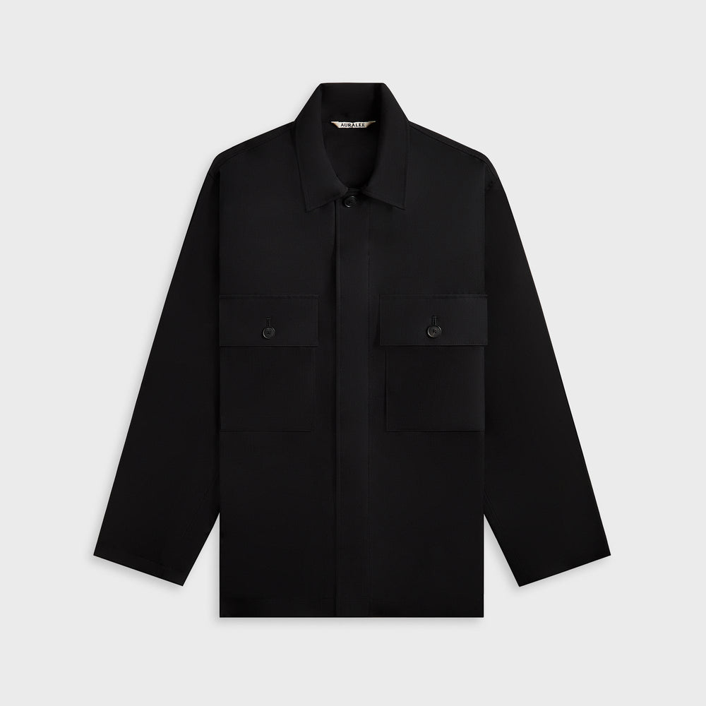 Auralee Wool Herringbone Over Shirt - Black | Kith Black