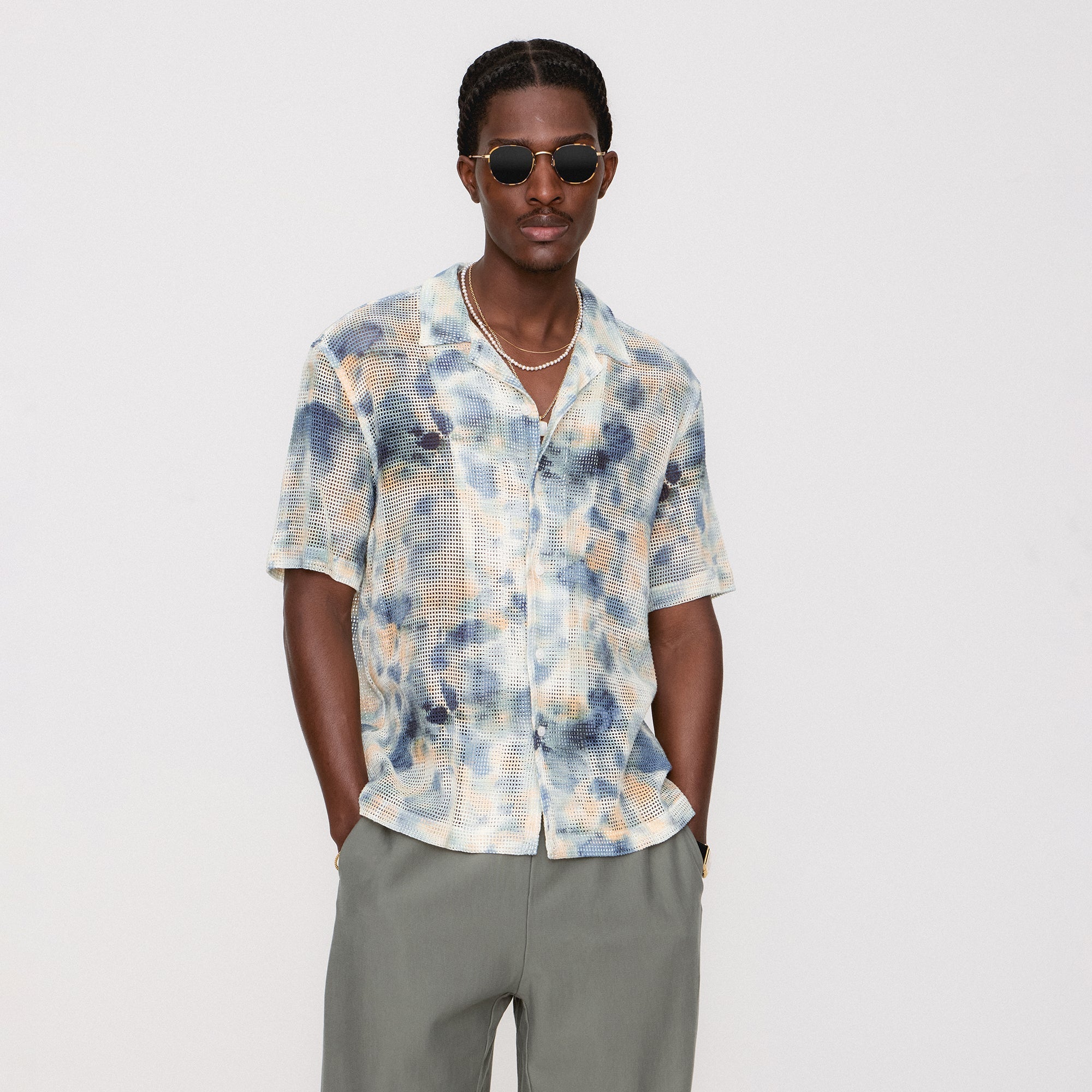 Kith Cotton Mesh Thompson Camp Collar Shirt - Cyanotype | Kith Cyanotype