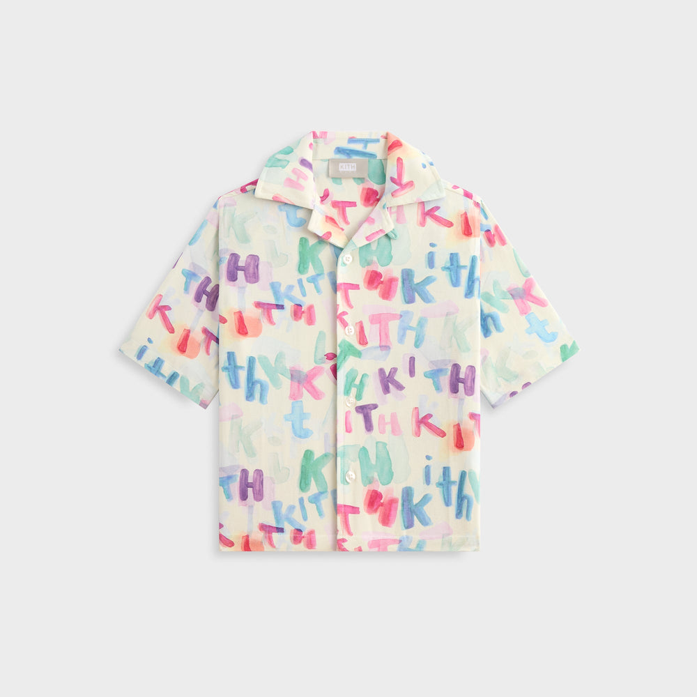 Kith Kids Watercolor Camp Shirt - White | Kith White