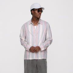 Kith Seersucker Long Sleeve Boxy Collared Overshirt - White | Kith White