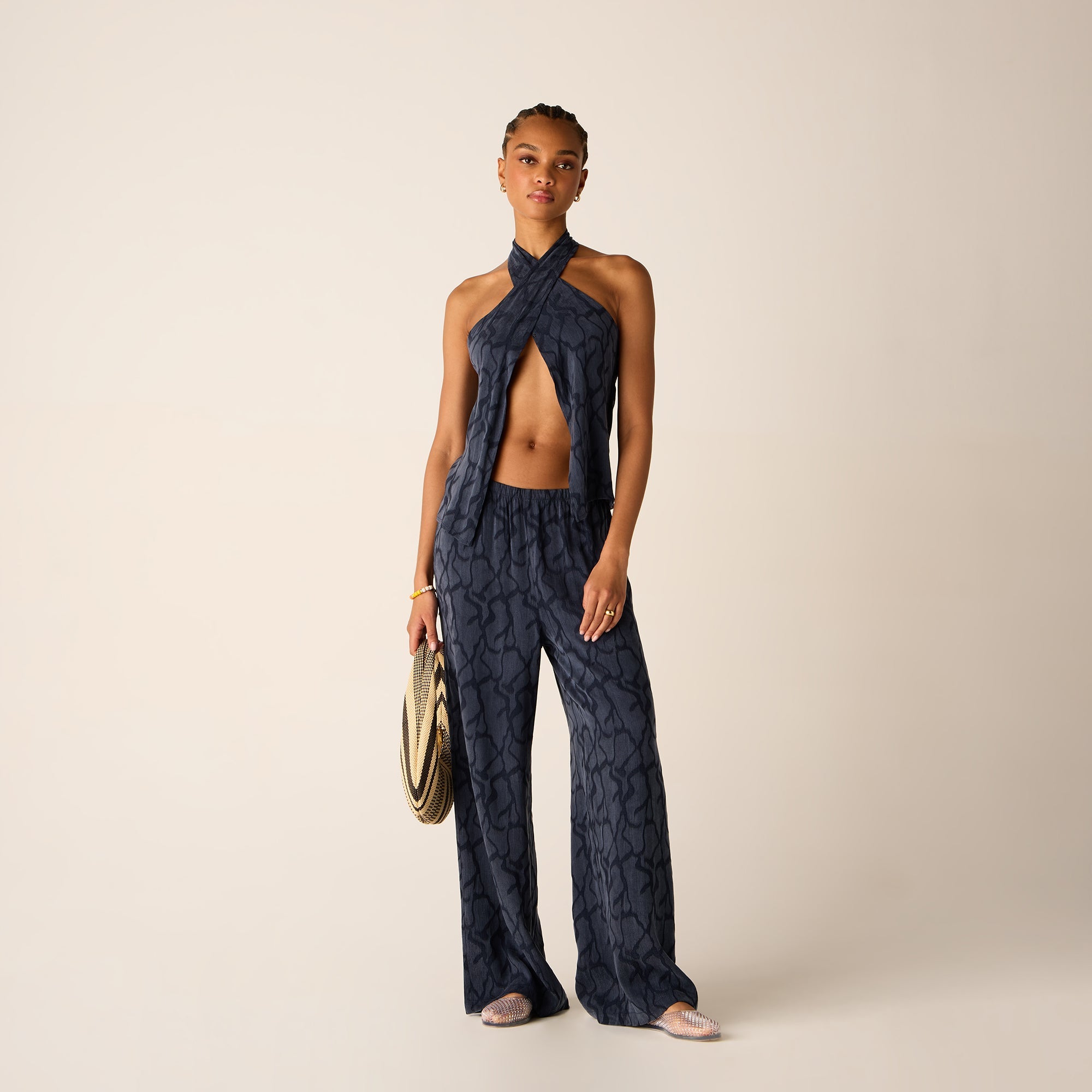 Kith Women Ida Wavy Jacquard Pant - Nocturnal | Kith Nocturnal