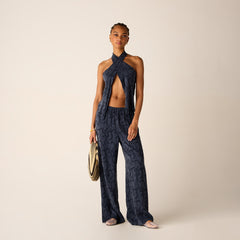 Kith Women Ida Wavy Jacquard Pant - Nocturnal | Kith Nocturnal