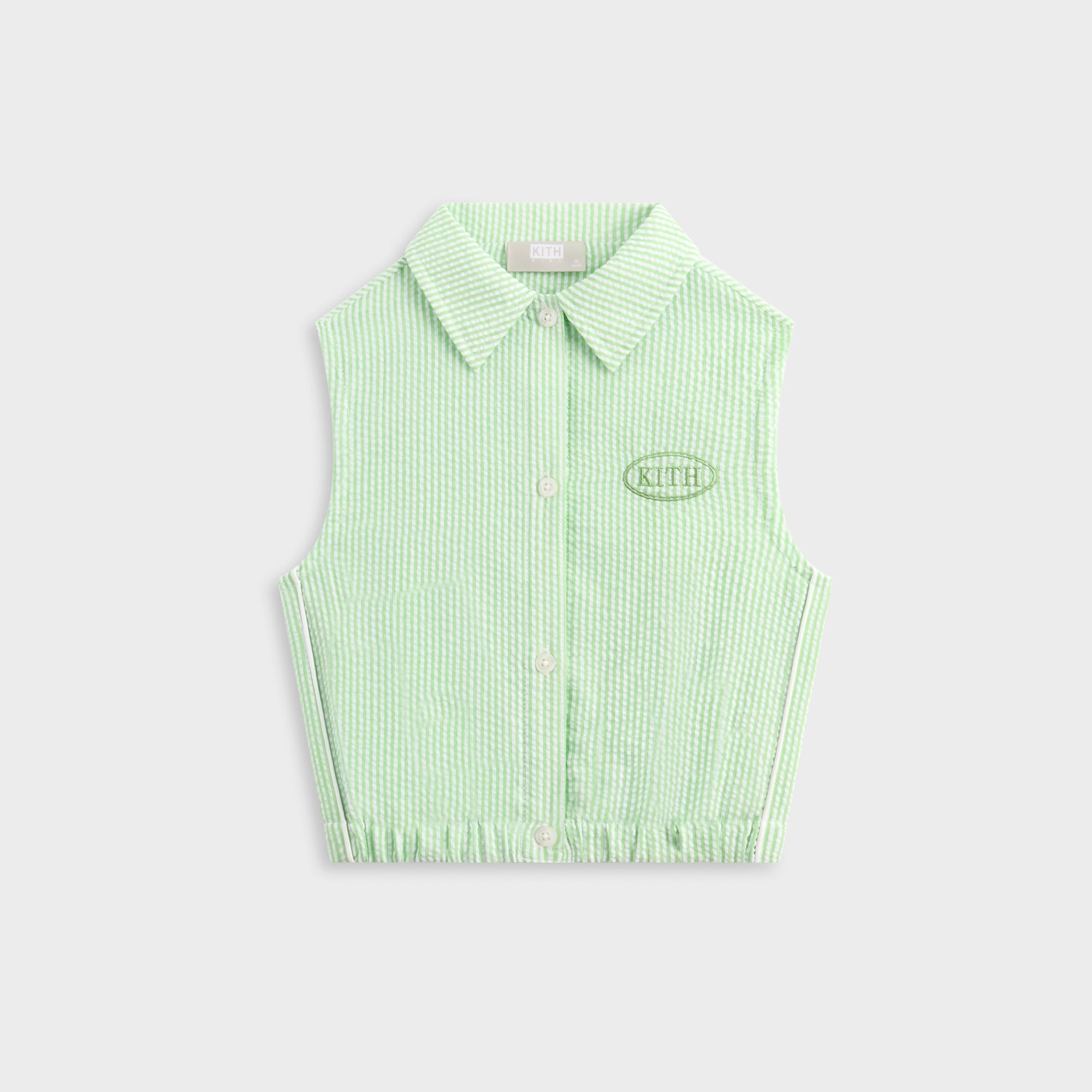 Kith Kids Seersucker Cropped Button Front Tank - Honeydew | Kith Honeydew