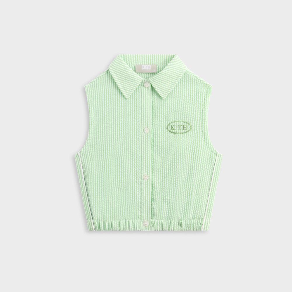 Kith Kids Seersucker Cropped Button Front Tank - Honeydew | Kith Honeydew