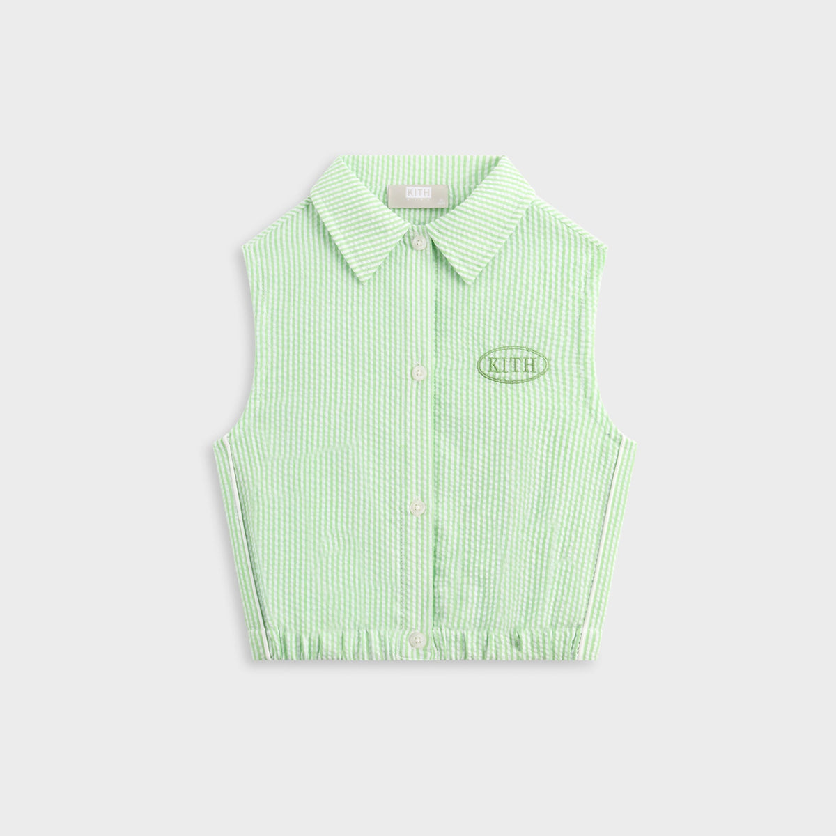 Kith Kids Seersucker Cropped Button Front Tank - Honeydew | Kith Honeydew