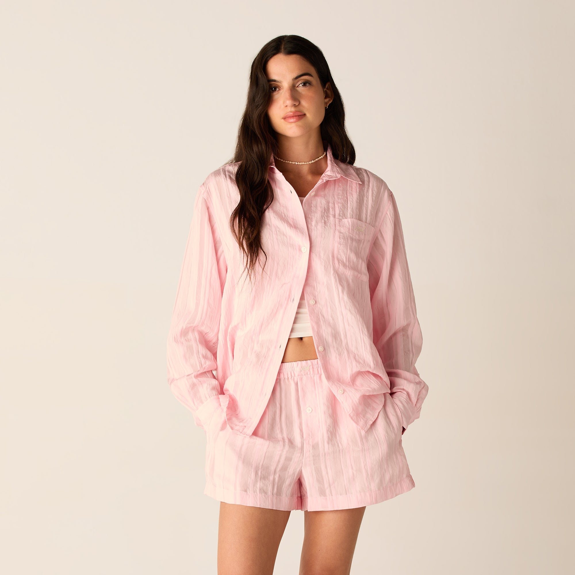 Kith Women Ora II Sheer Stripe Shirt - Abelia | Kith Abelia