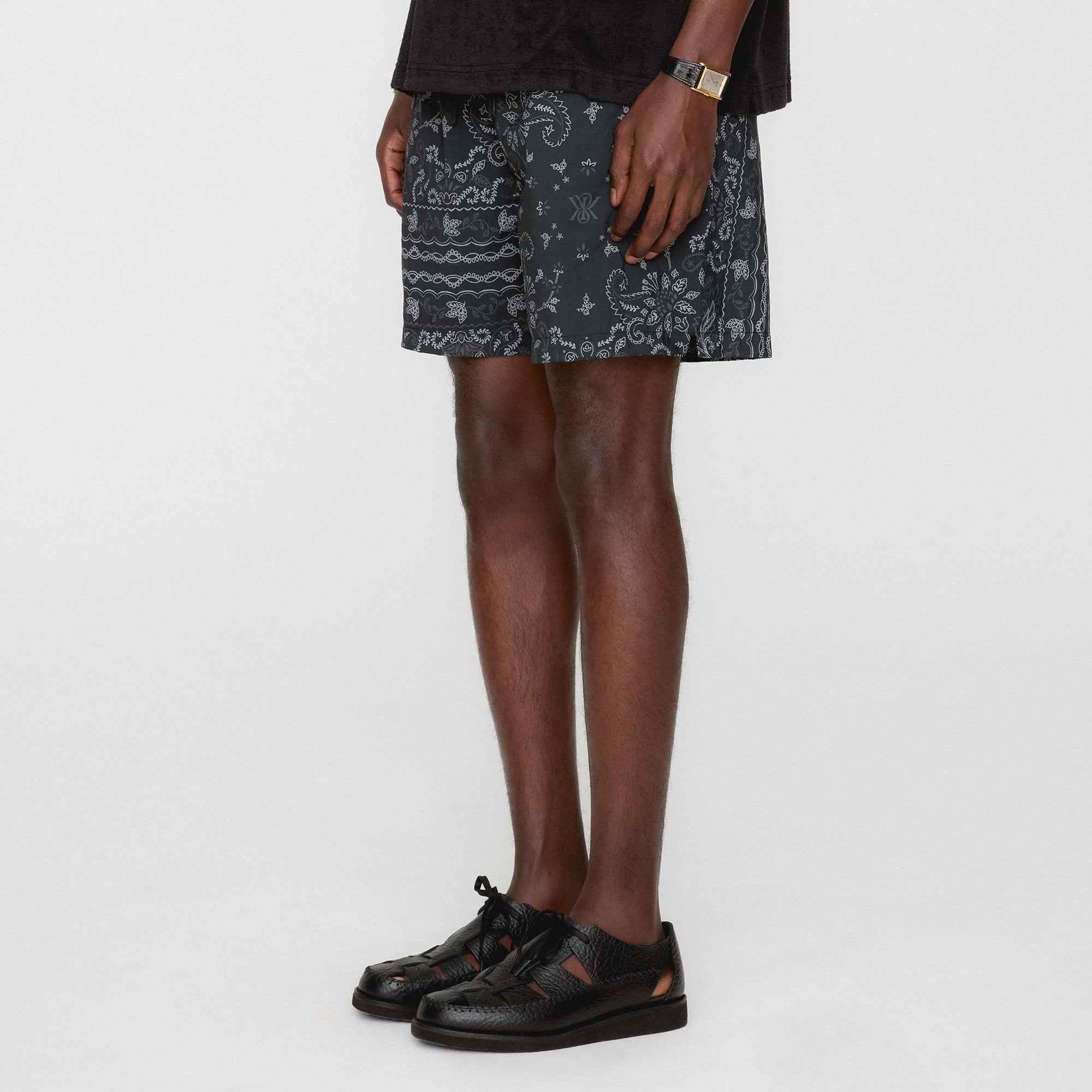 Kith Panelled Bandana Ashton Swim Short - Black | Kith Black