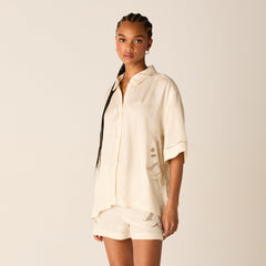 Kith Women Mari Broderie Crest Shirt - Waffle | Kith Waffle