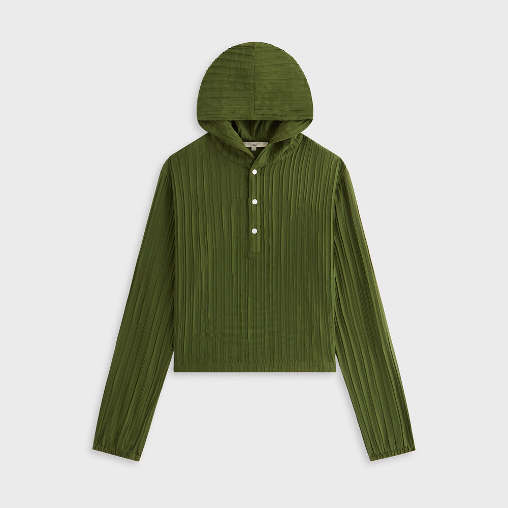 Kith Women Umi Plisse Drawstring Hoodie - Kelp | Kith Kelp