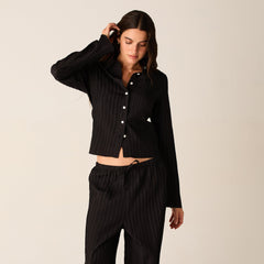 Kith Women Elvira Plisse Button Down Shirt - Ink | Kith Ink