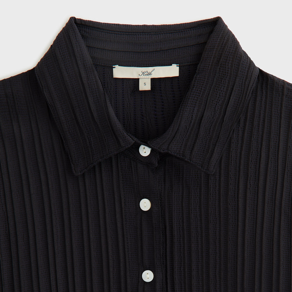 Kith Women Elvira Plisse Button Down Shirt - Ink | Kith Ink