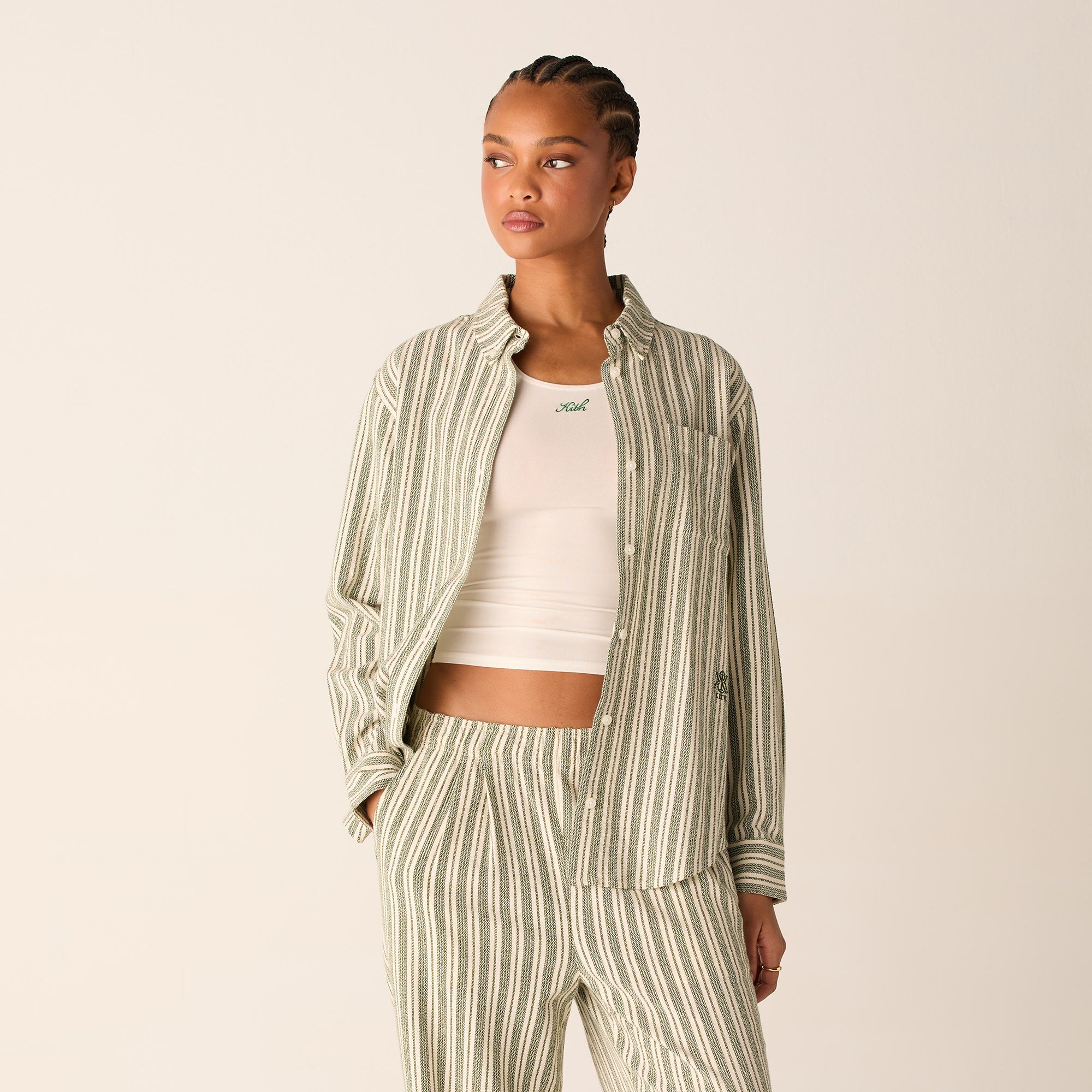 Kith Women Ora II Dobby Stripe Shirt - Turf | Kith Turf