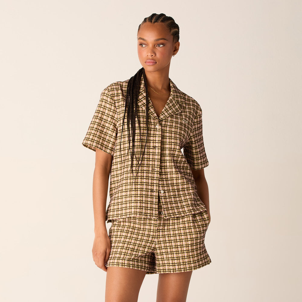 Kith Women Elena II Bubble Check Shirt - Protea | Kith Protea