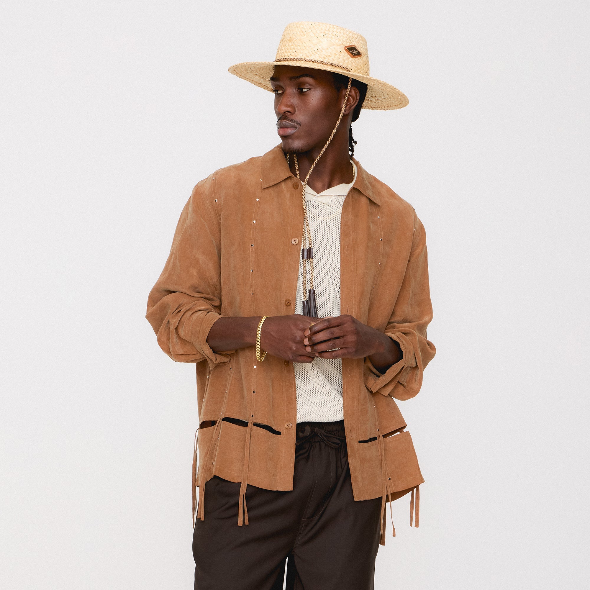 &Kin Ribbon Long Sleeve Boxy Collared Overshirt - Modsy | Kith Modsy