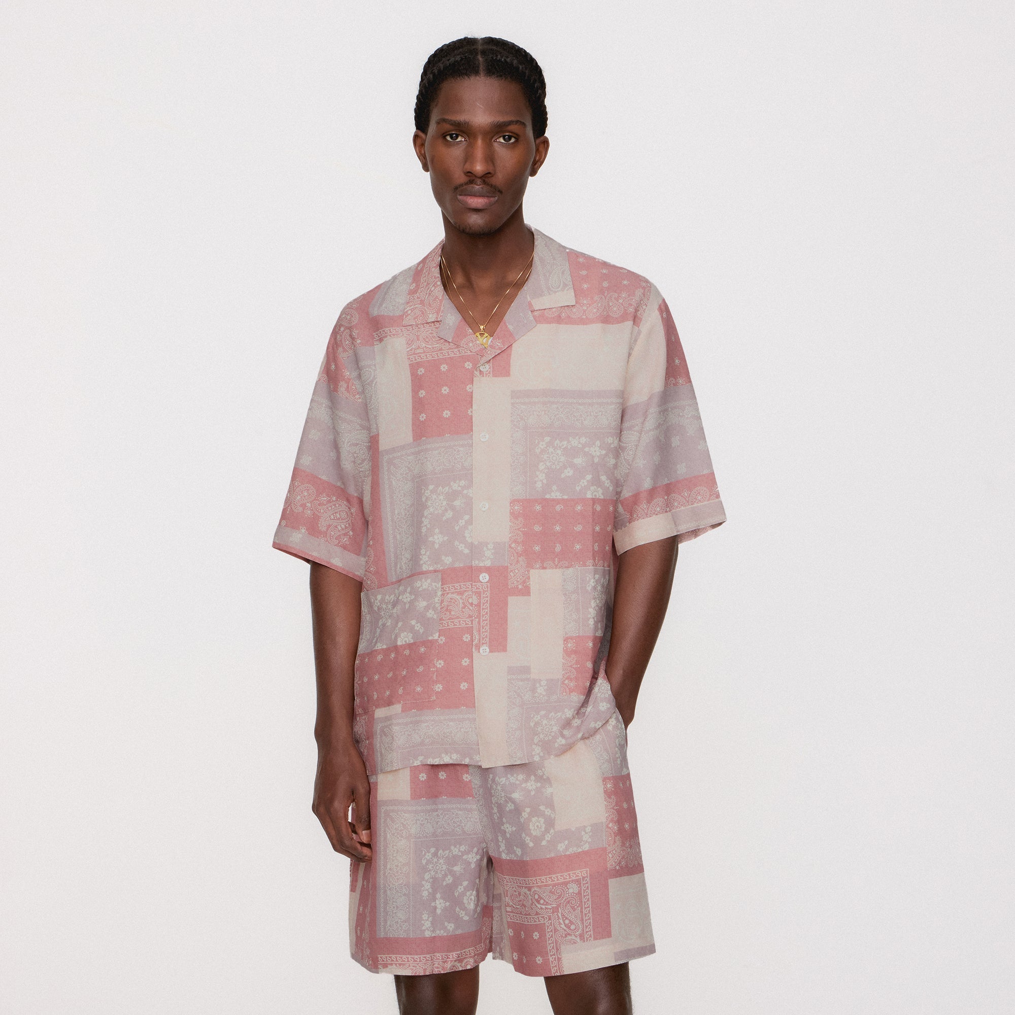 Kith Silk Lyocell Bandana Reade Shirt - Pink Opal | Kith Pink Opal