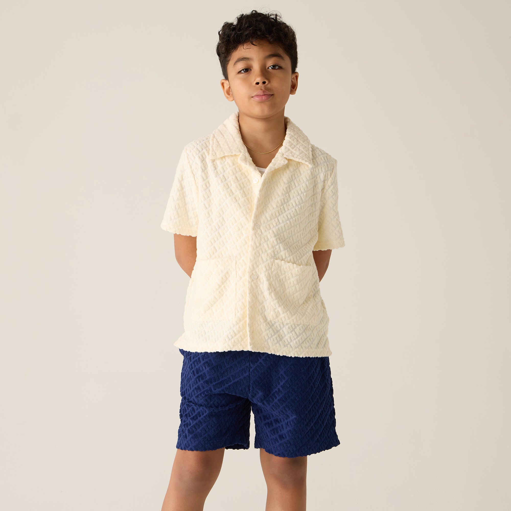Kith Kids Monogram Terry Camp Shirt - Silk | Kith Silk
