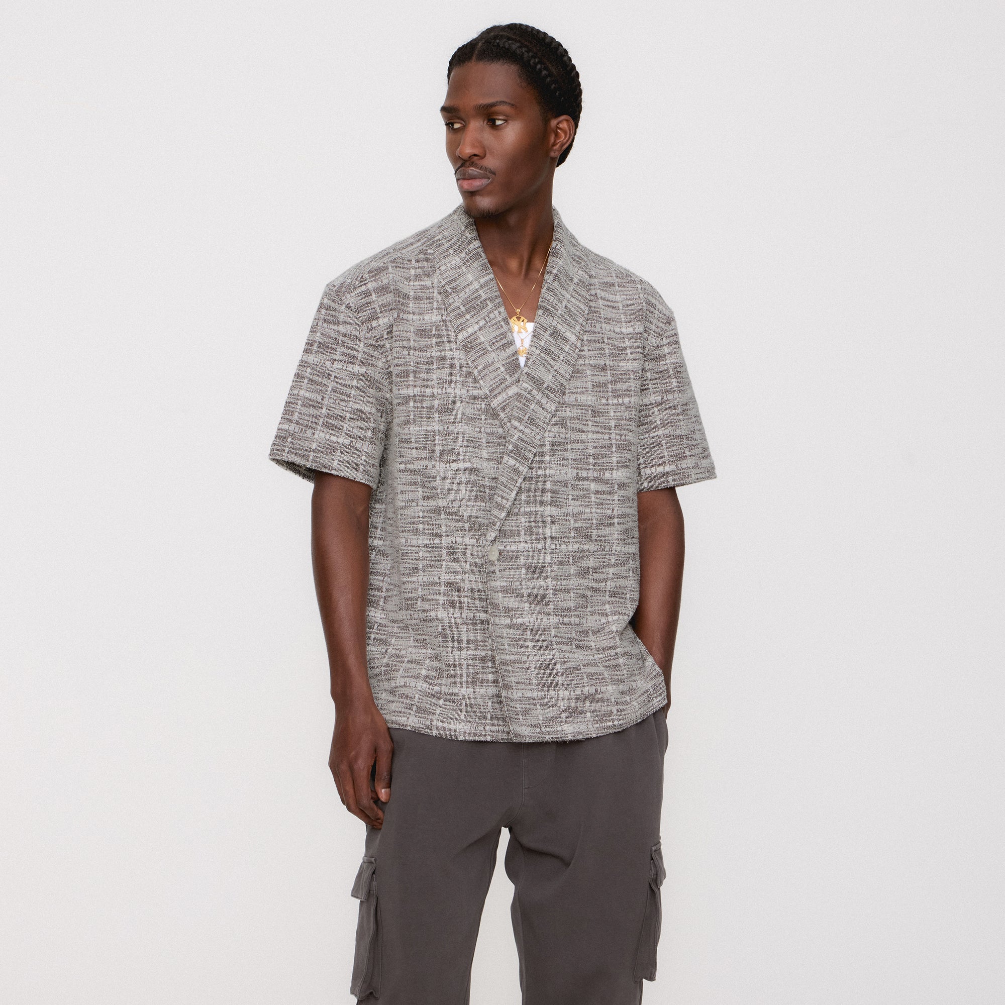 Kith Tweed Short Sleeve Thompson Crossover Shirt - Kindling | Kith Kindling